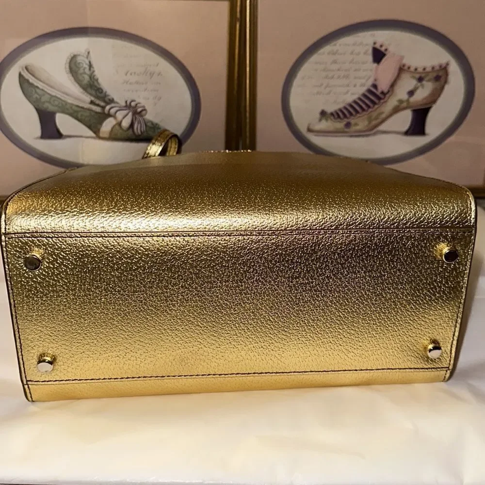 kate spade Thompson Street Metallic Gold Sam  Leather Top Handles Satchel